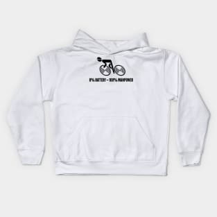 0% Battery – 100% Manpower (Bicycle / Road Bike / Black) Kids Hoodie